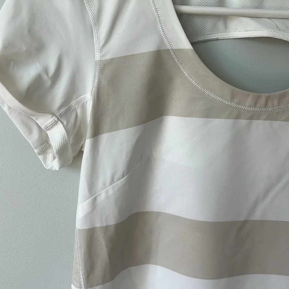 Lululemon Lightened Up Short Sleeve Stripe Tee Cashew White/White - Picture 6 of 10